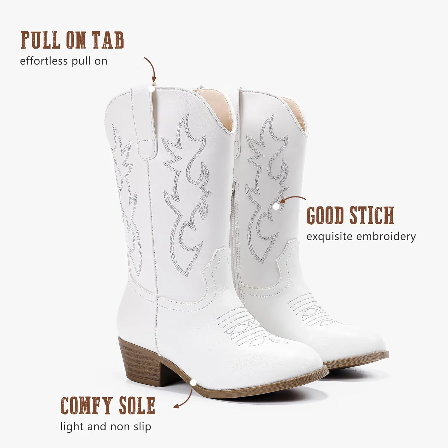 Cowboy Boots for Girls Pointed Toe Kids Cowgirl Boots Mid Calf Western Youth Cowgirl Boots Horse Riding Party for Toddler Little Big Kids