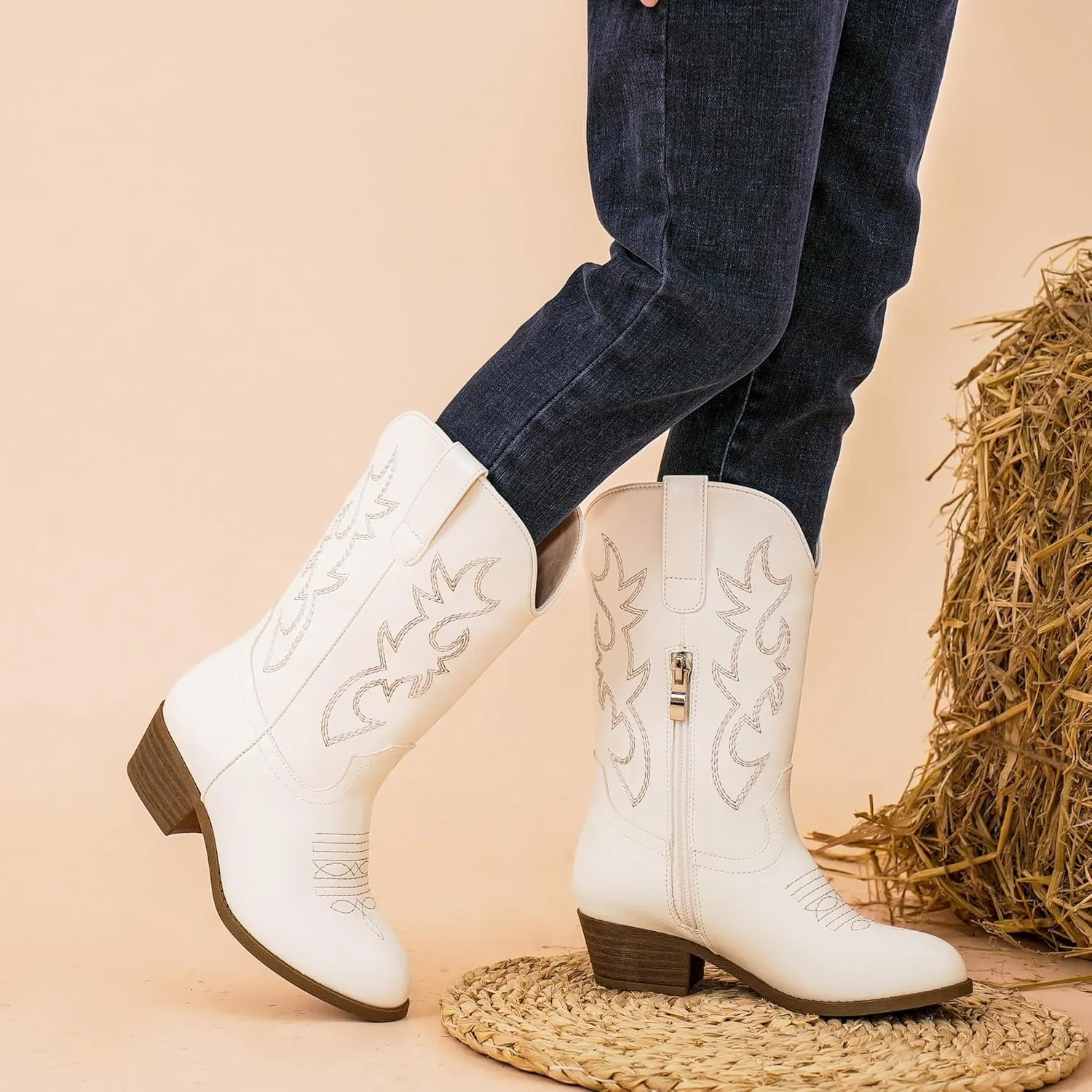 Cowboy Boots for Girls Pointed Toe Kids Cowgirl Boots Mid Calf Western Youth Cowgirl Boots Horse Riding Party for Toddler Little Big Kids