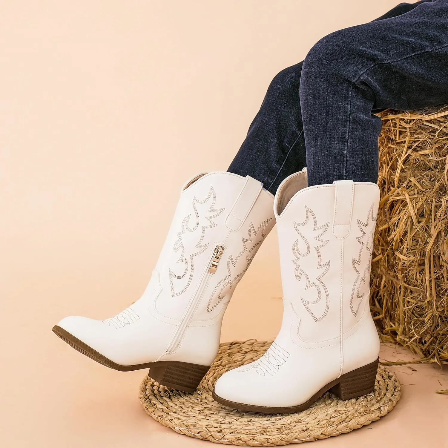 Cowboy Boots for Girls Pointed Toe Kids Cowgirl Boots Mid Calf Western Youth Cowgirl Boots Horse Riding Party for Toddler Little Big Kids
