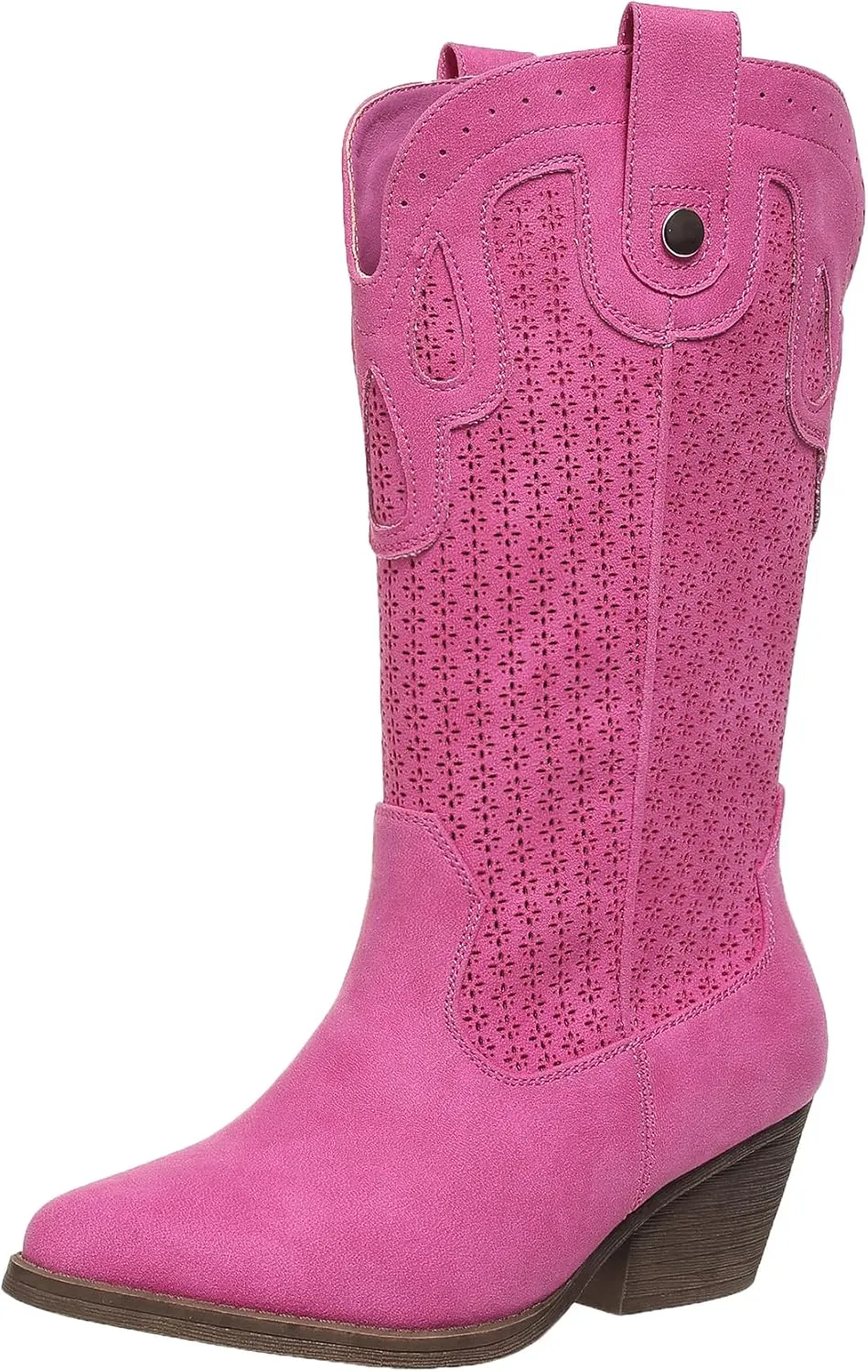 Cowboy Boots for Women Cowgirl Western Boots Pointed Toe Low Heel Girls Ladies Chunky Heeled Wide Calf Boot for Casual Dressy