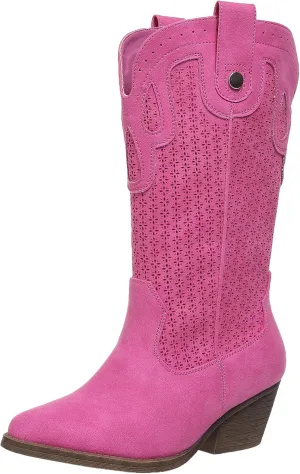 Cowboy Boots for Women Cowgirl Western Boots Pointed Toe Low Heel Girls Ladies Chunky Heeled Wide Calf Boot for Casual Dressy