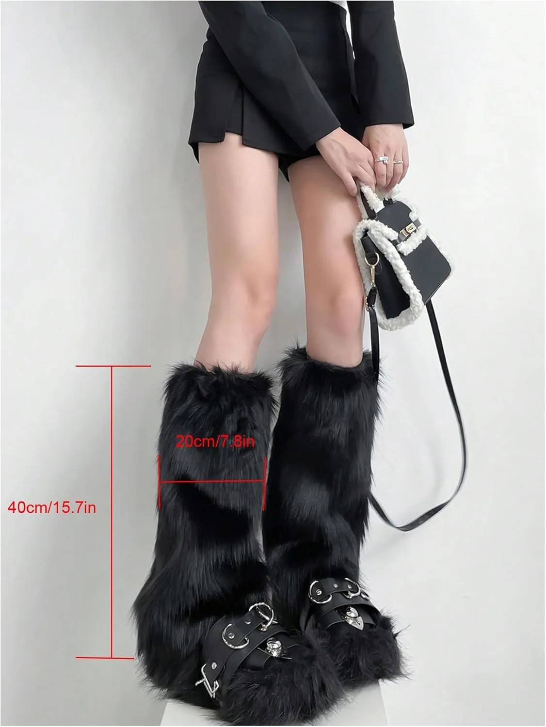 COZYEASE Women's Furry Leg Warmers Fuzzy Y2K Winter Legs Sleeve Soft Boot Cuffs Cover