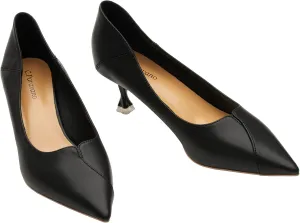 C.Paravano Pointy Kitten Heels Wedding Shoes Dressy Low Heel Work Casual Heels Flight Attendant Heels Mules Heels Women Pump for Office Wear