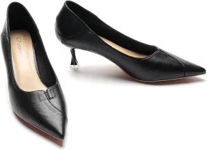 C.Paravano Pointy Kitten Heels Wedding Shoes Dressy Low Heel Work Casual Heels Flight Attendant Heels Mules Heels Women Pump for Office Wear