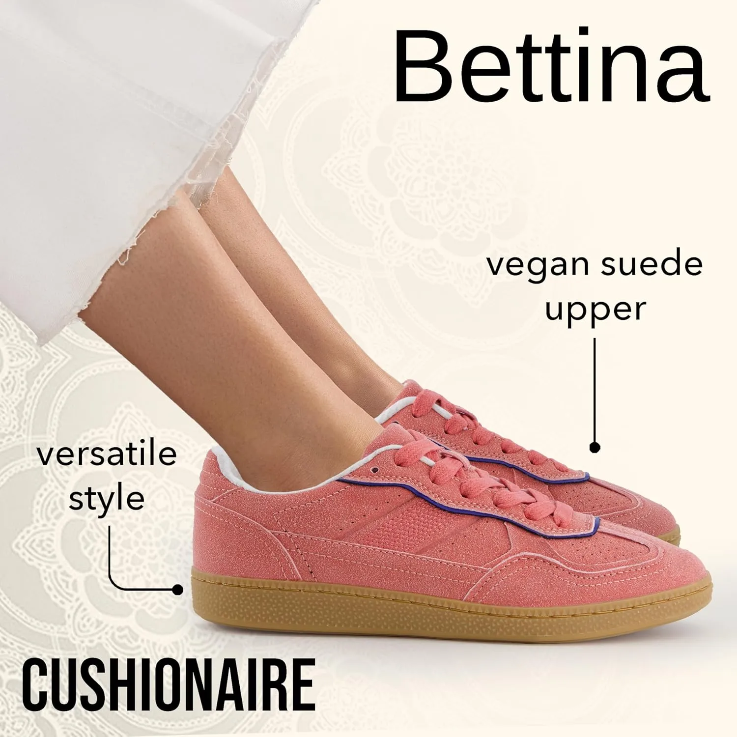 CUSHIONAIRE Bettina Women's Retro Sneaker with Cushioned Insole and Durable Gum Sole
