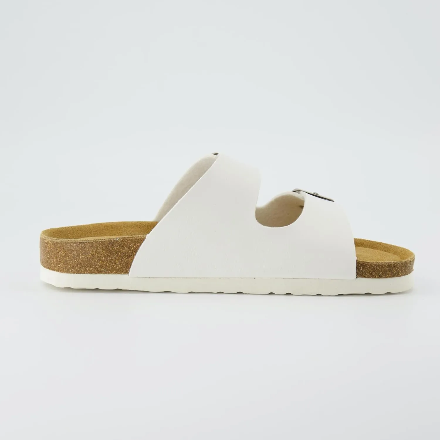 CUSHIONAIRE Lane Cork Footbed Sandals for Women – Comfortable Double Buckle Slip-On with Genuine Suede Footbed & Arch Support Slides for Women Footwear