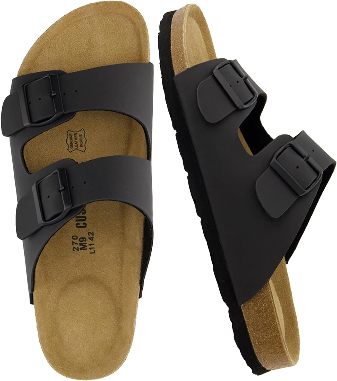 CUSHIONAIRE Men's Lane Cork Footbed Sandal with  Comfort, Arch Support, Adjustable Straps - Comfortable Slide Sandals for Walking, Casual Summer Footwear