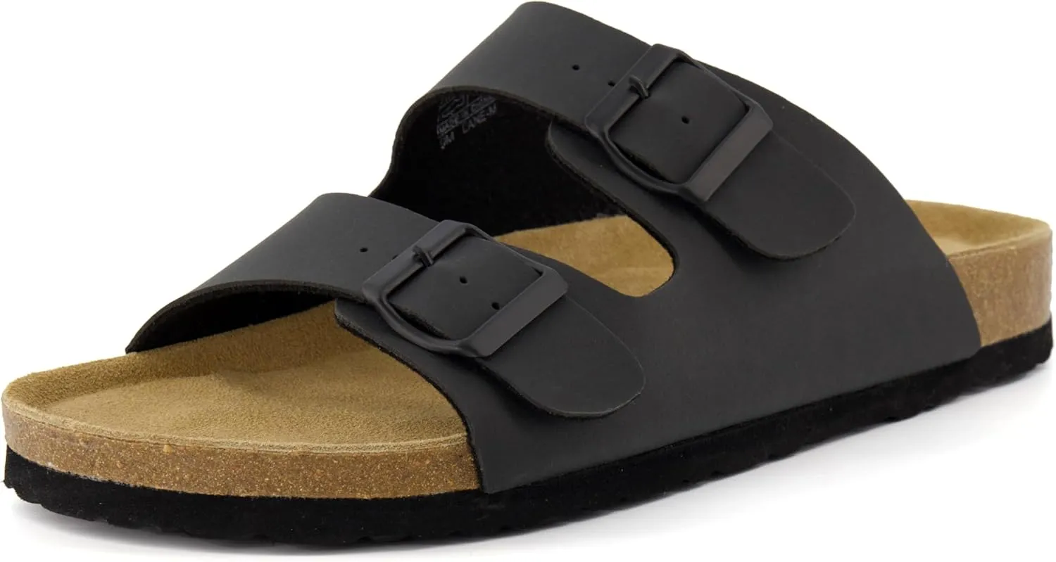 CUSHIONAIRE Men's Lane Cork Footbed Sandal with  Comfort, Arch Support, Adjustable Straps - Comfortable Slide Sandals for Walking, Casual Summer Footwear