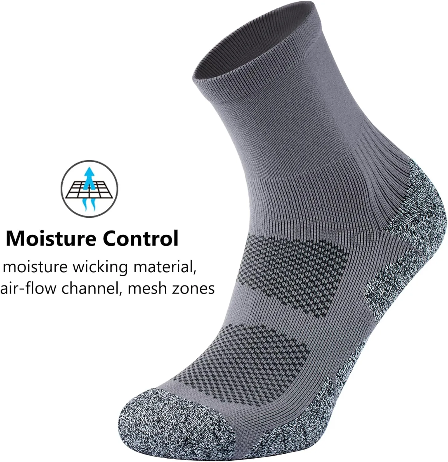 CWVLC Compression Athletic Quarter Socks Cushioned for Men Women