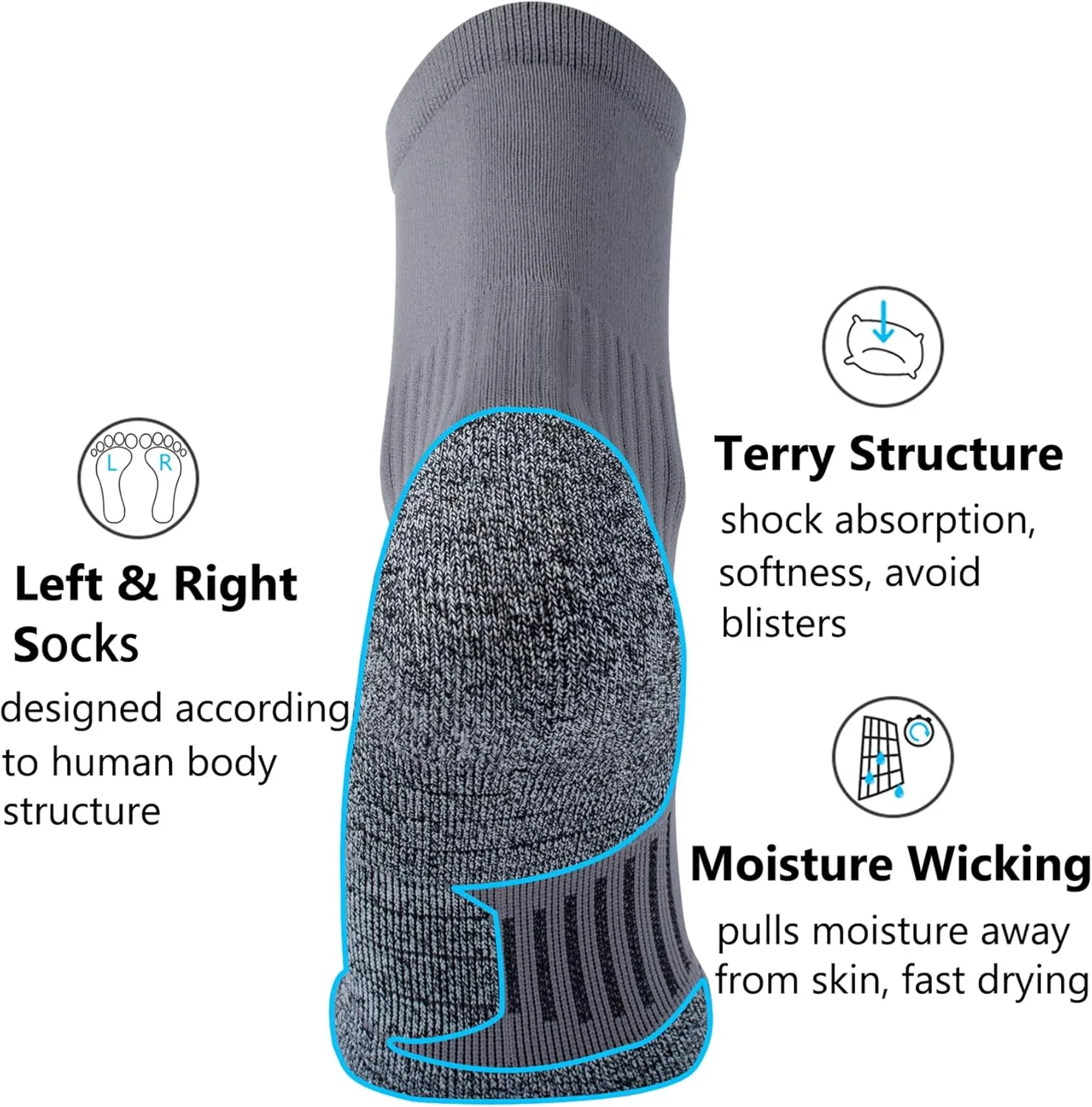 CWVLC Compression Athletic Quarter Socks Cushioned for Men Women