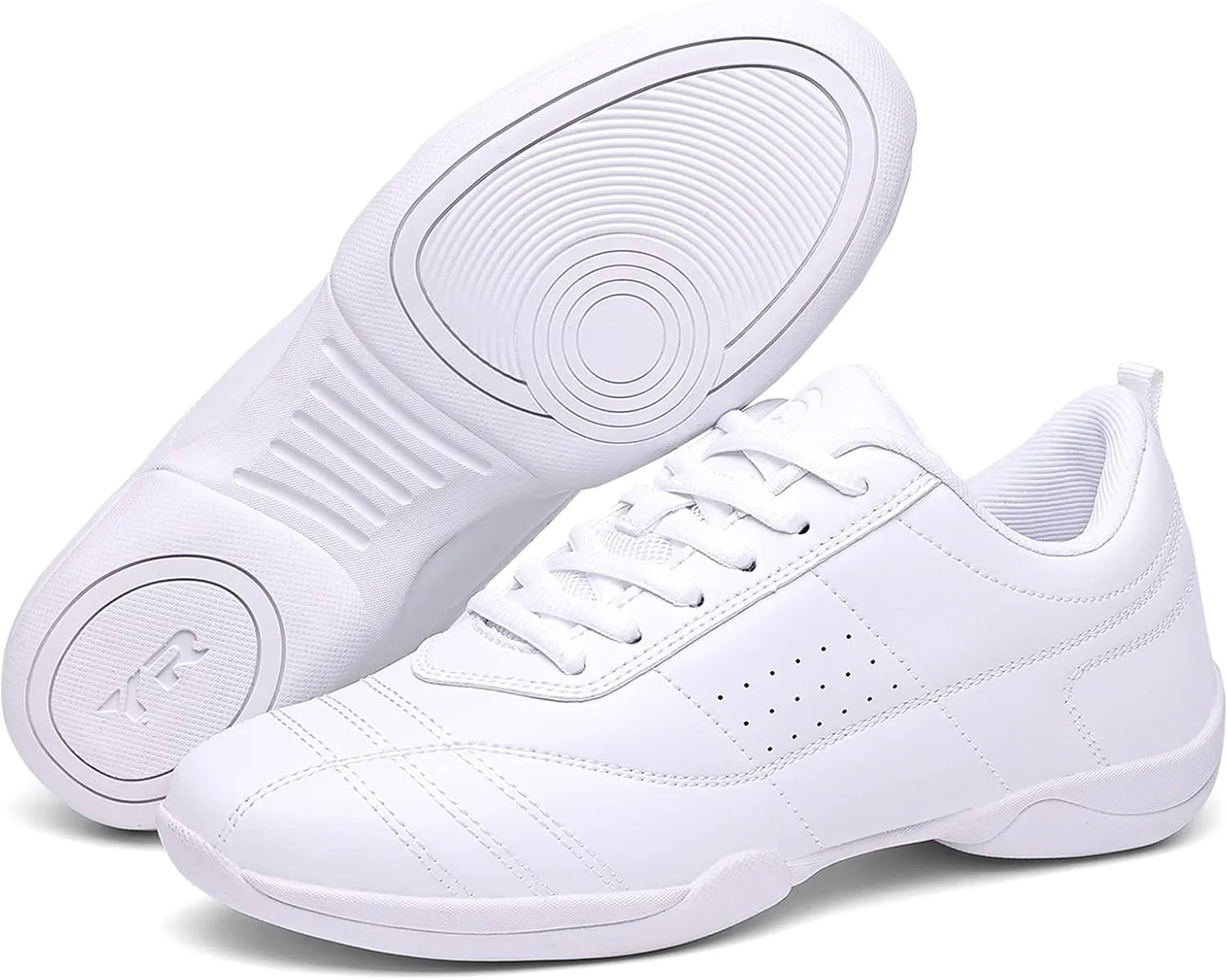 DADAWEN Adult & Youth Cheer Shoes Girls White Cheerleading Shoes for Women Dance Shoes Athletic Sport Training Tennis Breathable Competition Cheer Sneakers