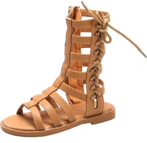 DADAWEN Toddler Girls Sandals Summer Open Toe Strapped Gladiator Sandals With Side Zipper (Toddler/Little Kid)
