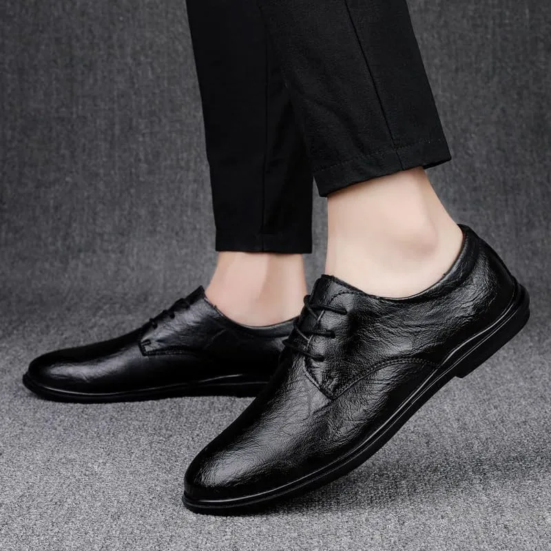 Daily Lightweight Lace Up Loafers Classic Anti-Slip Low Top Walking Shoes Men's Comfy Casual Driving Flats