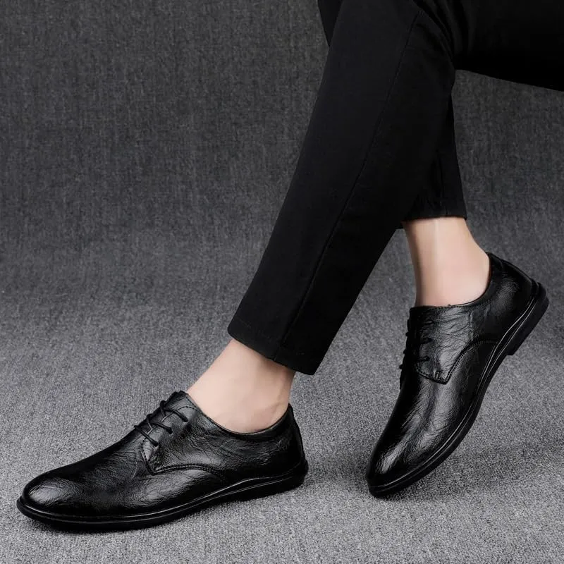 Daily Lightweight Lace Up Loafers Classic Anti-Slip Low Top Walking Shoes Men's Comfy Casual Driving Flats