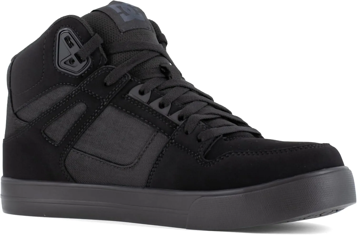DC Men's Pure Work Black and Dark Gray Composite Toe Boots Construction Shoe