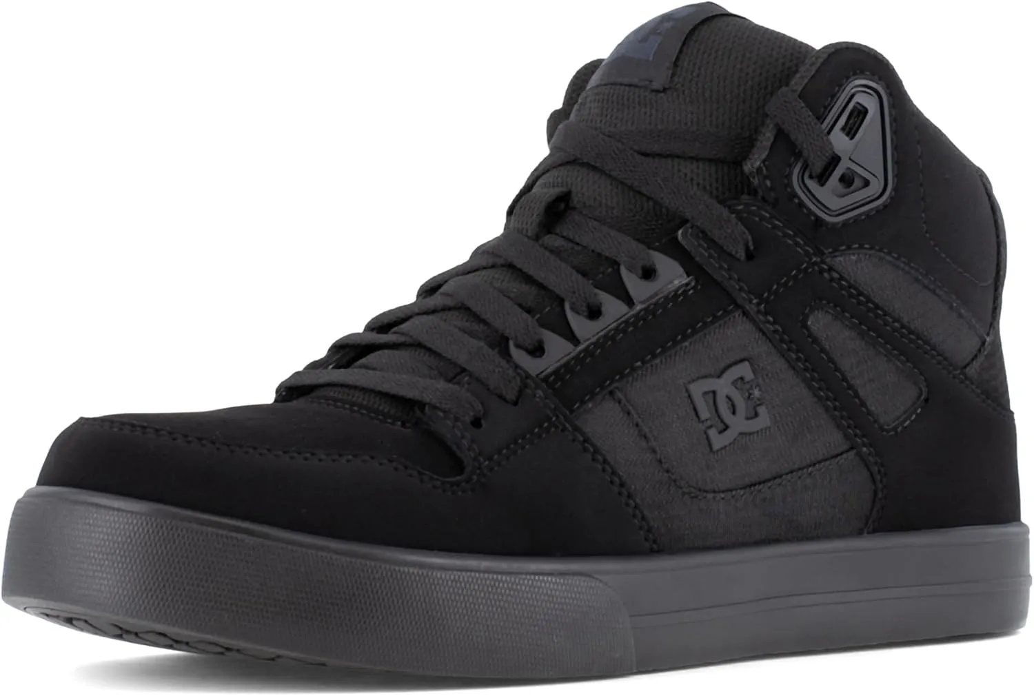 DC Men's Pure Work Black and Dark Gray Composite Toe Boots Construction Shoe