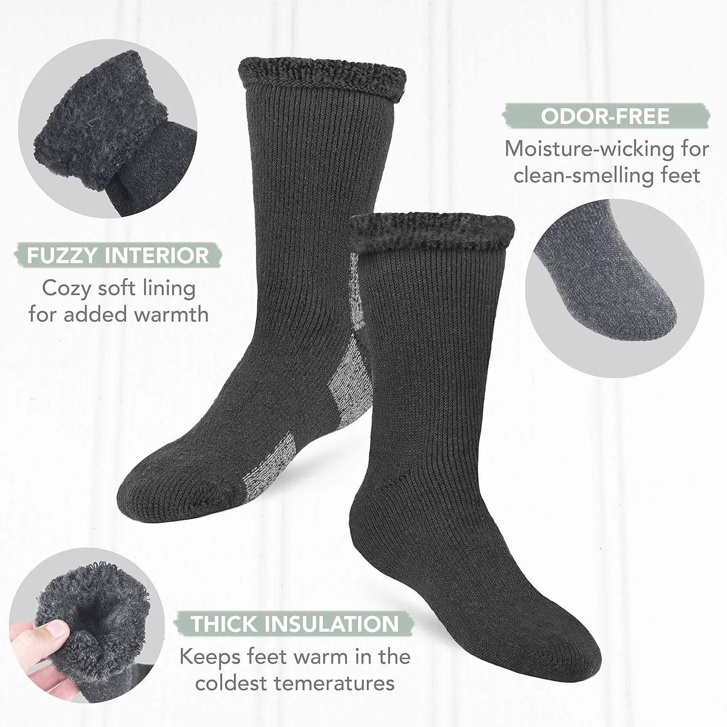 Debra Weitzner Warm Thermal Socks for Men and Women Extreme Cold Weather Winter Wear Insulated Heavy Boot Socks 2 Pairs