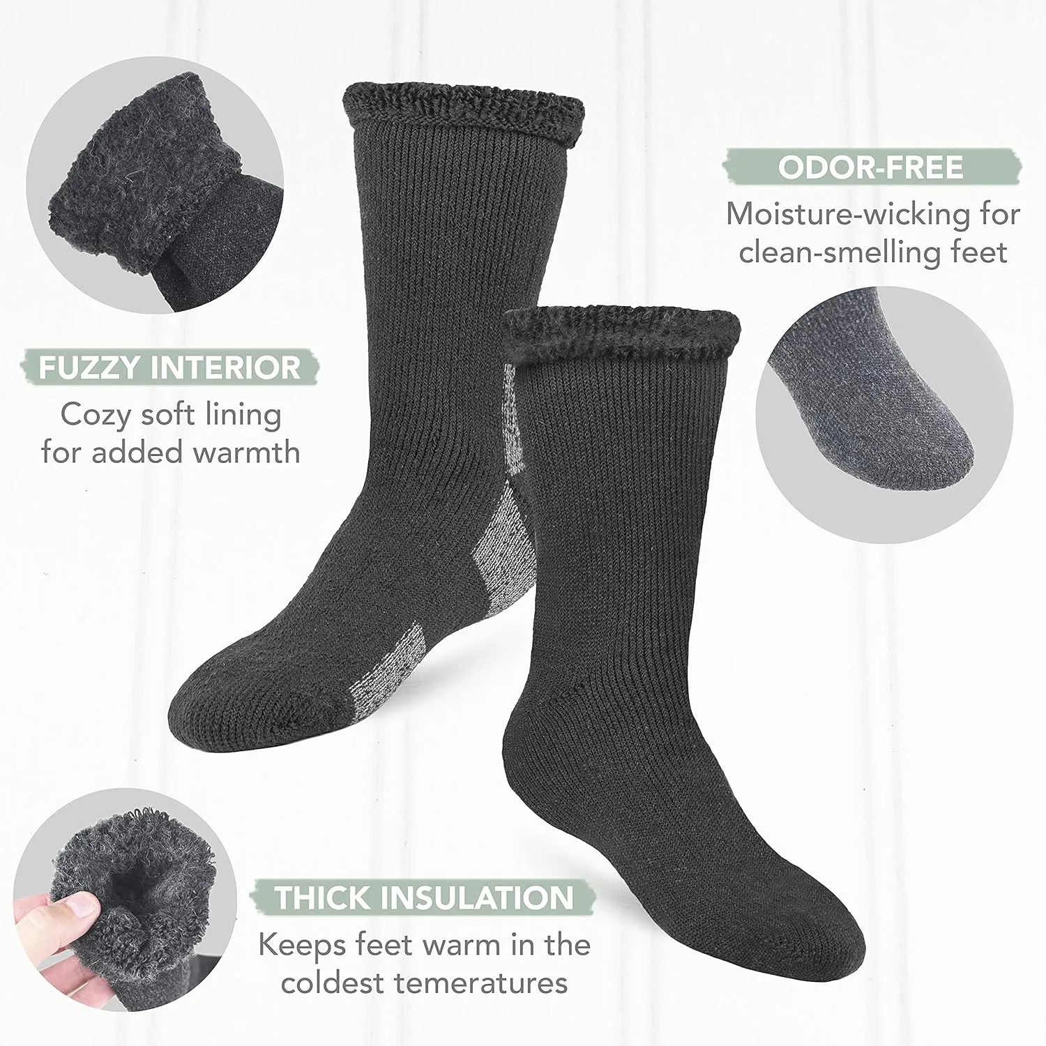 Debra Weitzner Warm Thermal Socks for Men and Women Extreme Cold Weather Winter Wear Insulated Heavy Boot Socks 2 Pairs