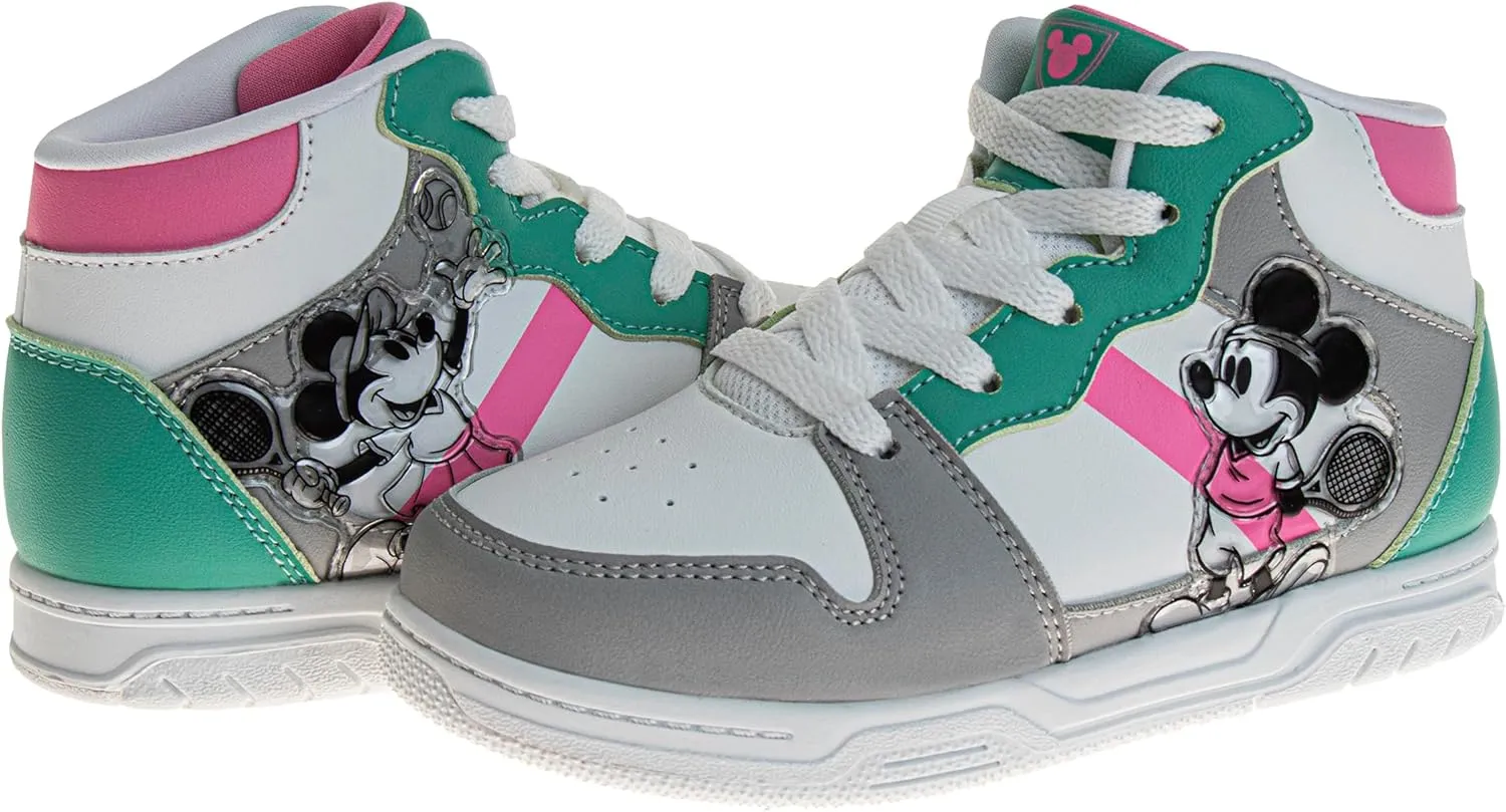 Disney Minnie Mouse High Top Sneakers for Girls - Kids Sneaker Ankle Hightops Lightweight Athletic Breathable Casual Shoes (Size Little Kid - Big Kid)