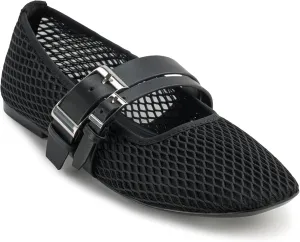 DKNY Women's Dade Mesh Ballet Flat with Belt Detail