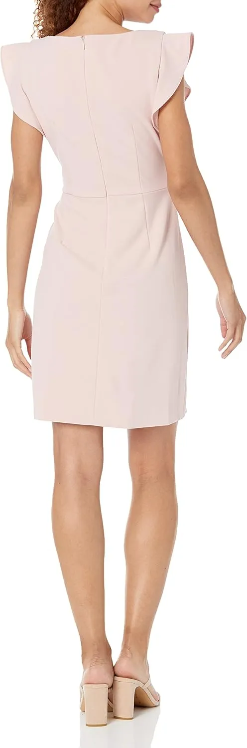 DKNY Women's Flutter Sleeve Faux Wrap with Hardware