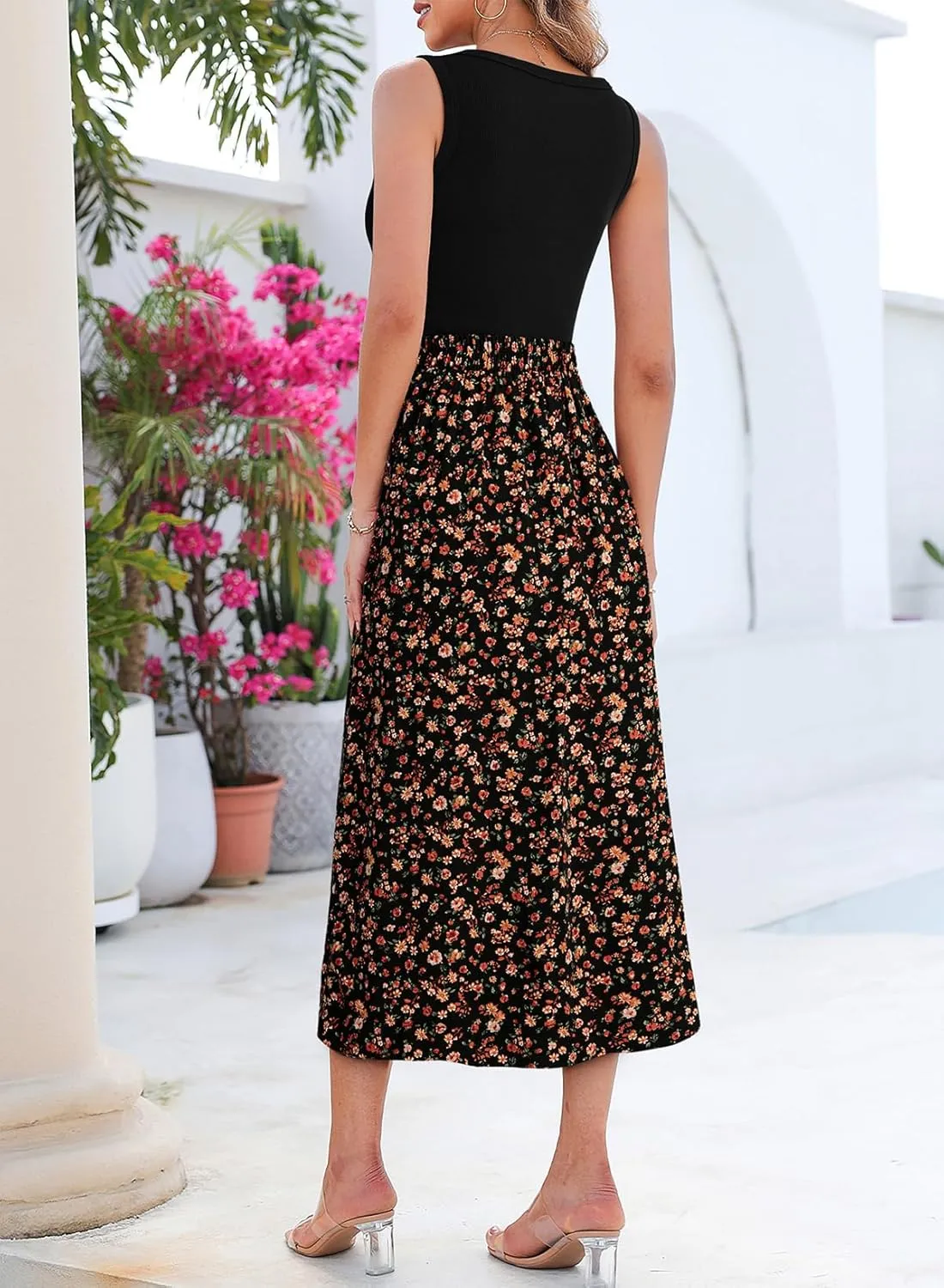 Dokotoo 2 Piece Sets for Women Summer Sleeveless Tank Tops and Boho Tie Knot Elastic Waist Midi Skirt Set