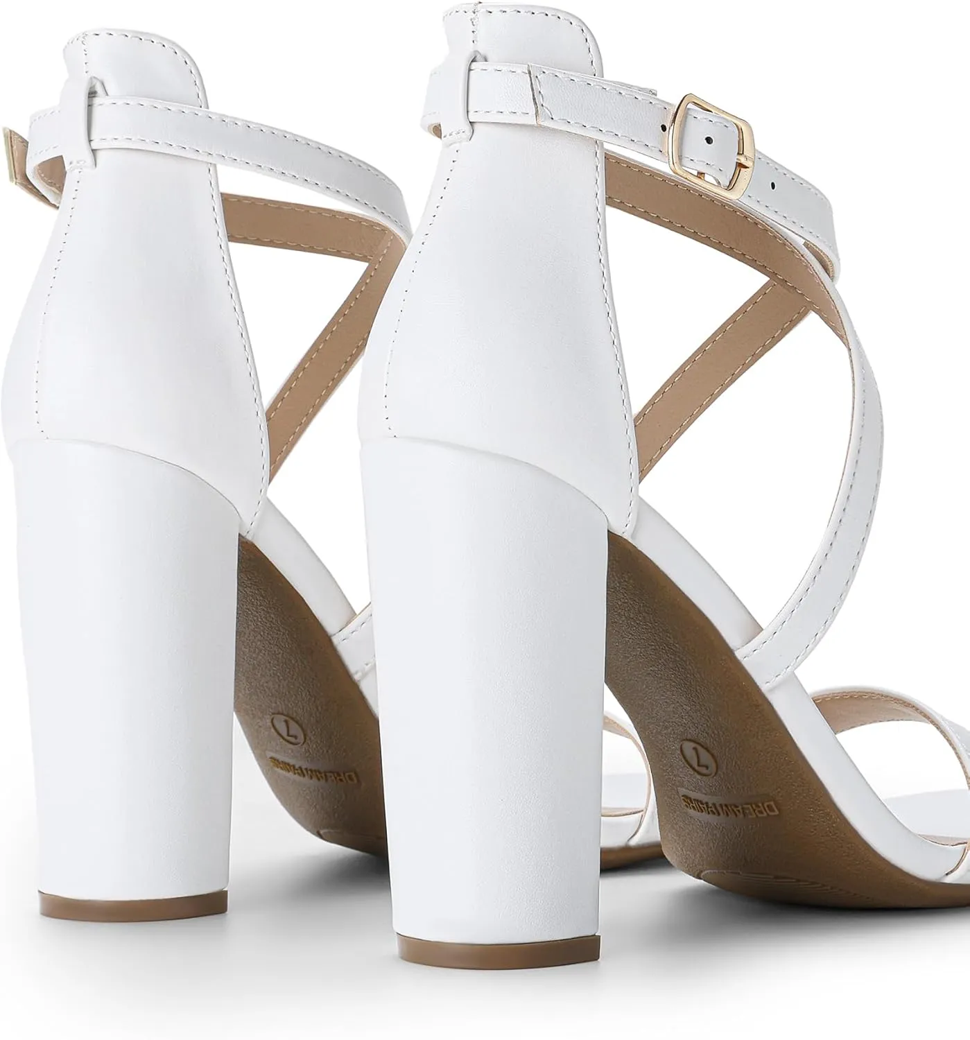DREAM PAIRS 4 inch High Heels for Women Chunky Block Cross Strap Open Toe Dress Sandals for Wedding Bridal Evening Homecoming Prom