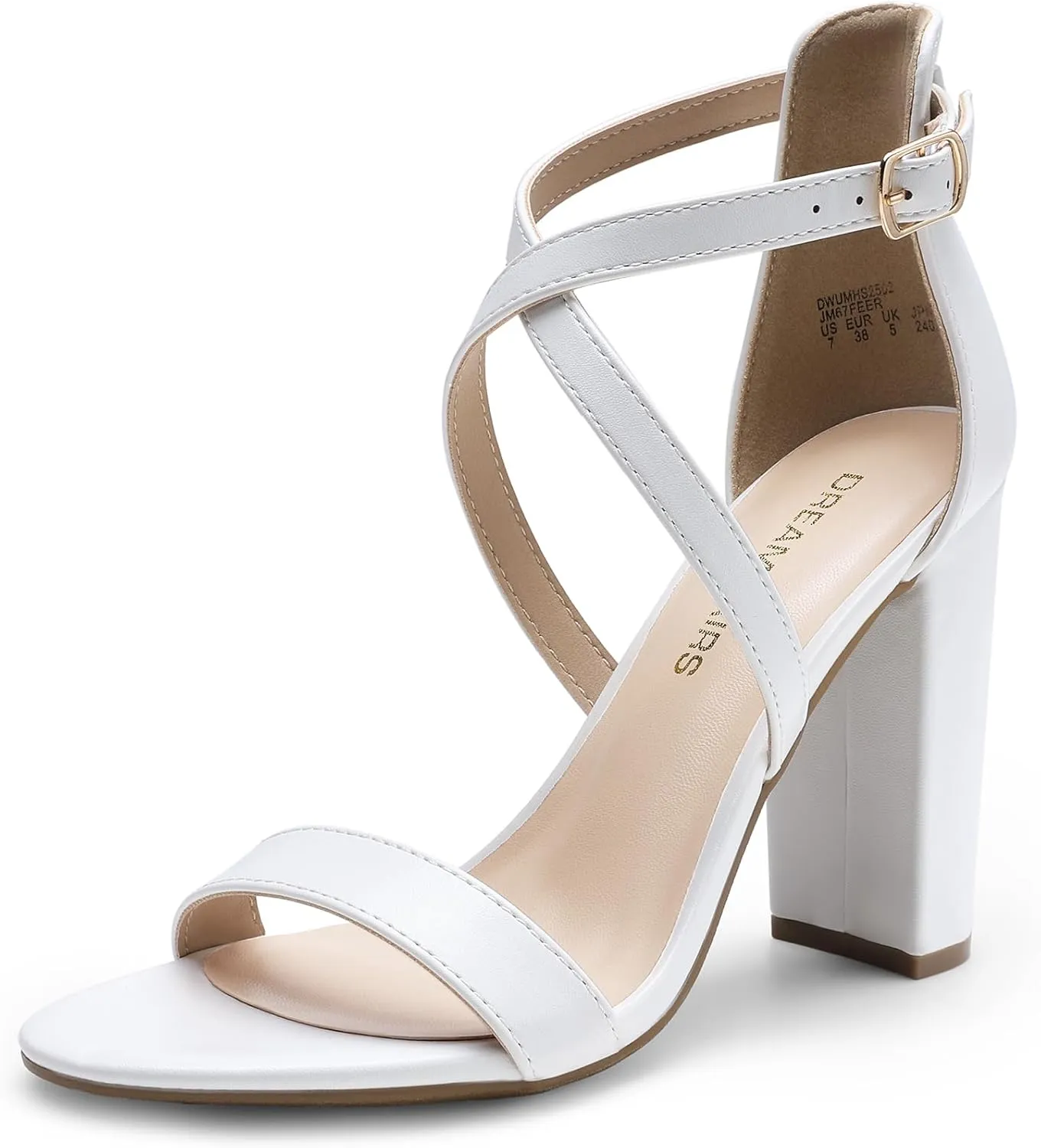 DREAM PAIRS 4 inch High Heels for Women Chunky Block Cross Strap Open Toe Dress Sandals for Wedding Bridal Evening Homecoming Prom