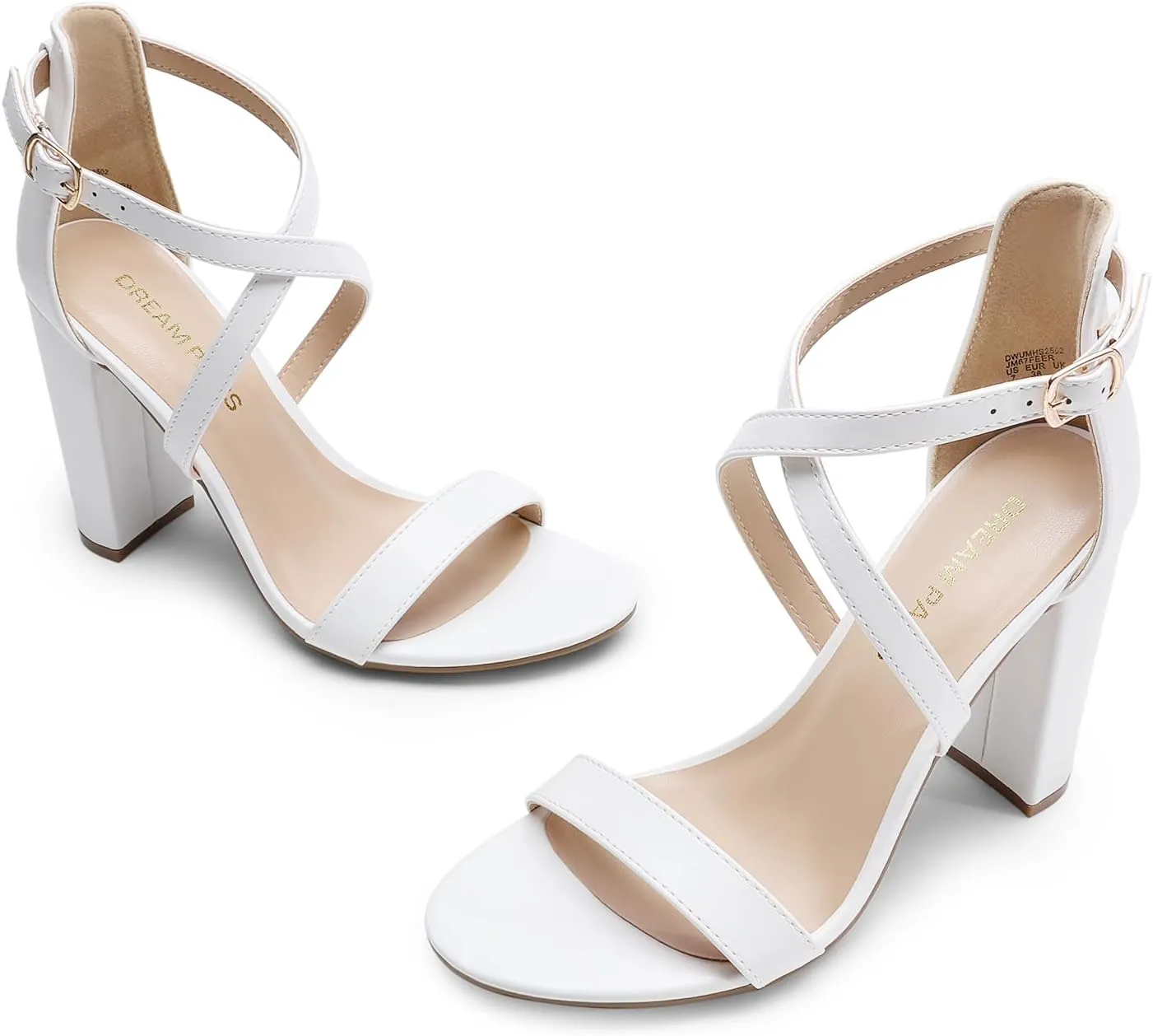 DREAM PAIRS 4 inch High Heels for Women Chunky Block Cross Strap Open Toe Dress Sandals for Wedding Bridal Evening Homecoming Prom