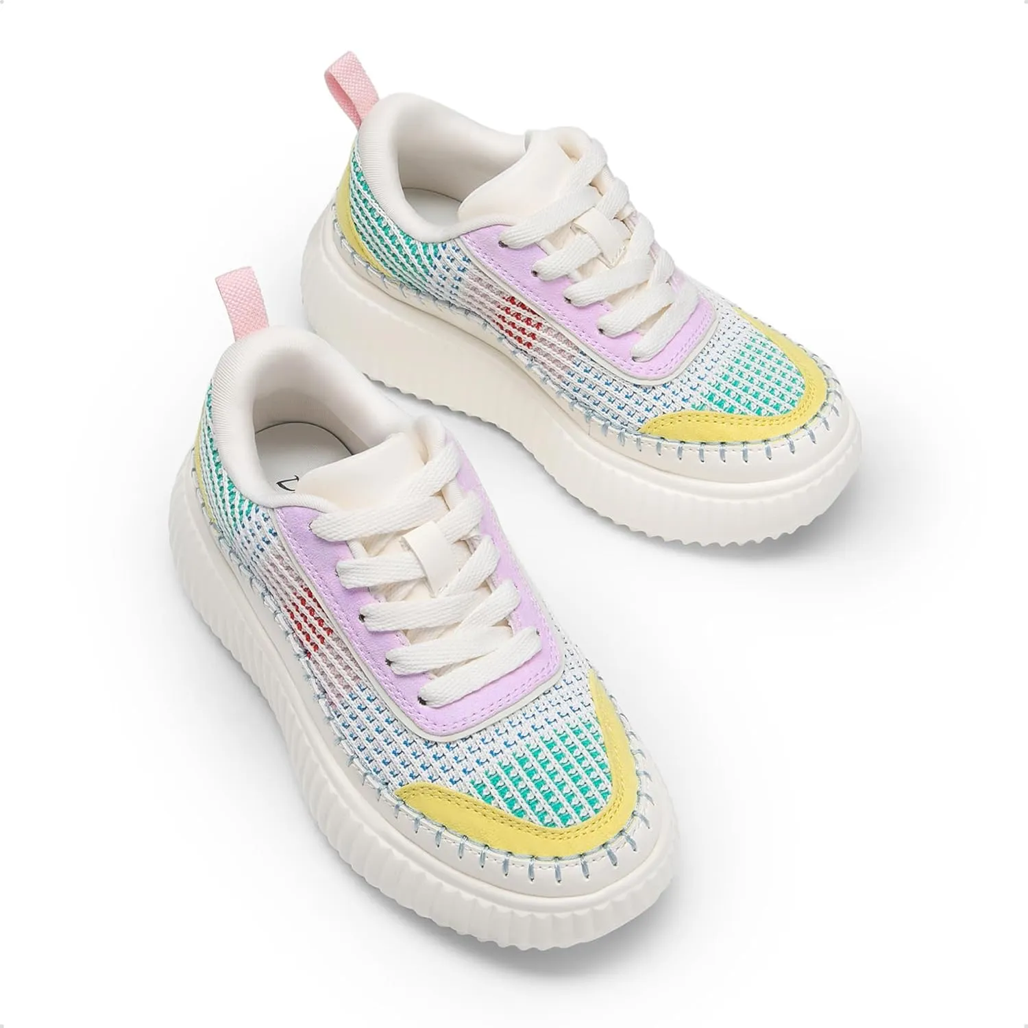 DREAM PAIRS Girls Fashion Sneakers Tennis Shoes Kids Platform Lightweight Lace Up Casual Walking Shoes