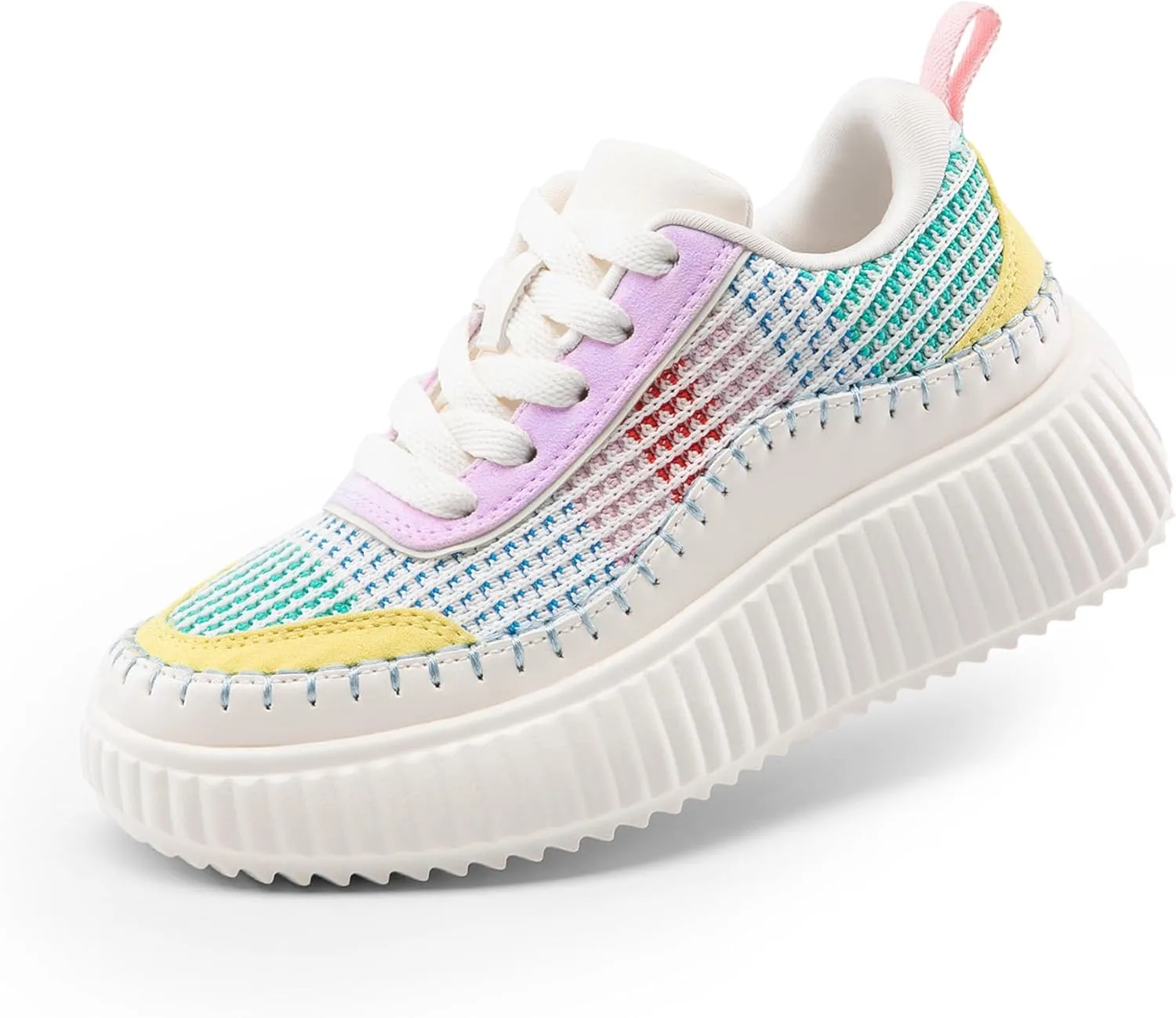 DREAM PAIRS Girls Fashion Sneakers Tennis Shoes Kids Platform Lightweight Lace Up Casual Walking Shoes