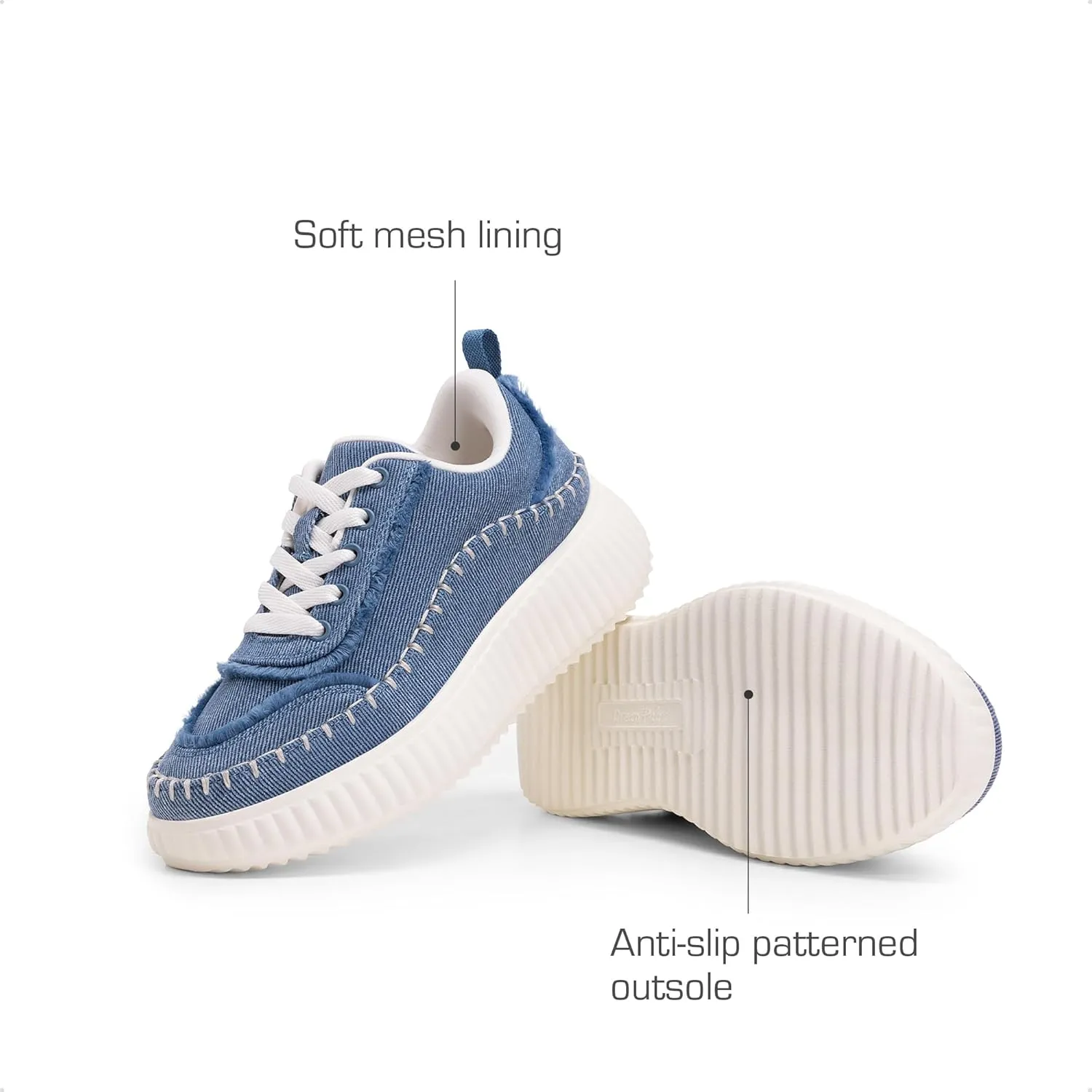 DREAM PAIRS Girls Fashion Sneakers Tennis Shoes Kids Platform Lightweight Lace Up Casual Walking Shoes
