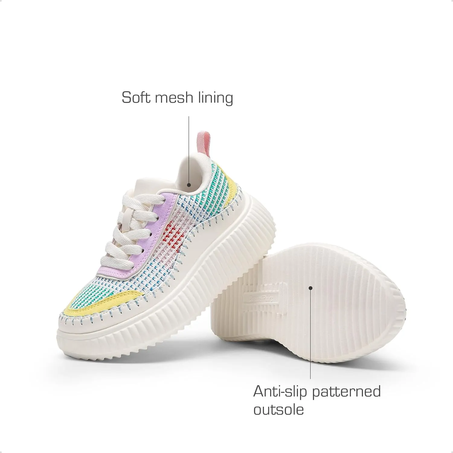 DREAM PAIRS Girls Fashion Sneakers Tennis Shoes Kids Platform Lightweight Lace Up Casual Walking Shoes