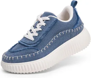 DREAM PAIRS Girls Fashion Sneakers Tennis Shoes Kids Platform Lightweight Lace Up Casual Walking Shoes