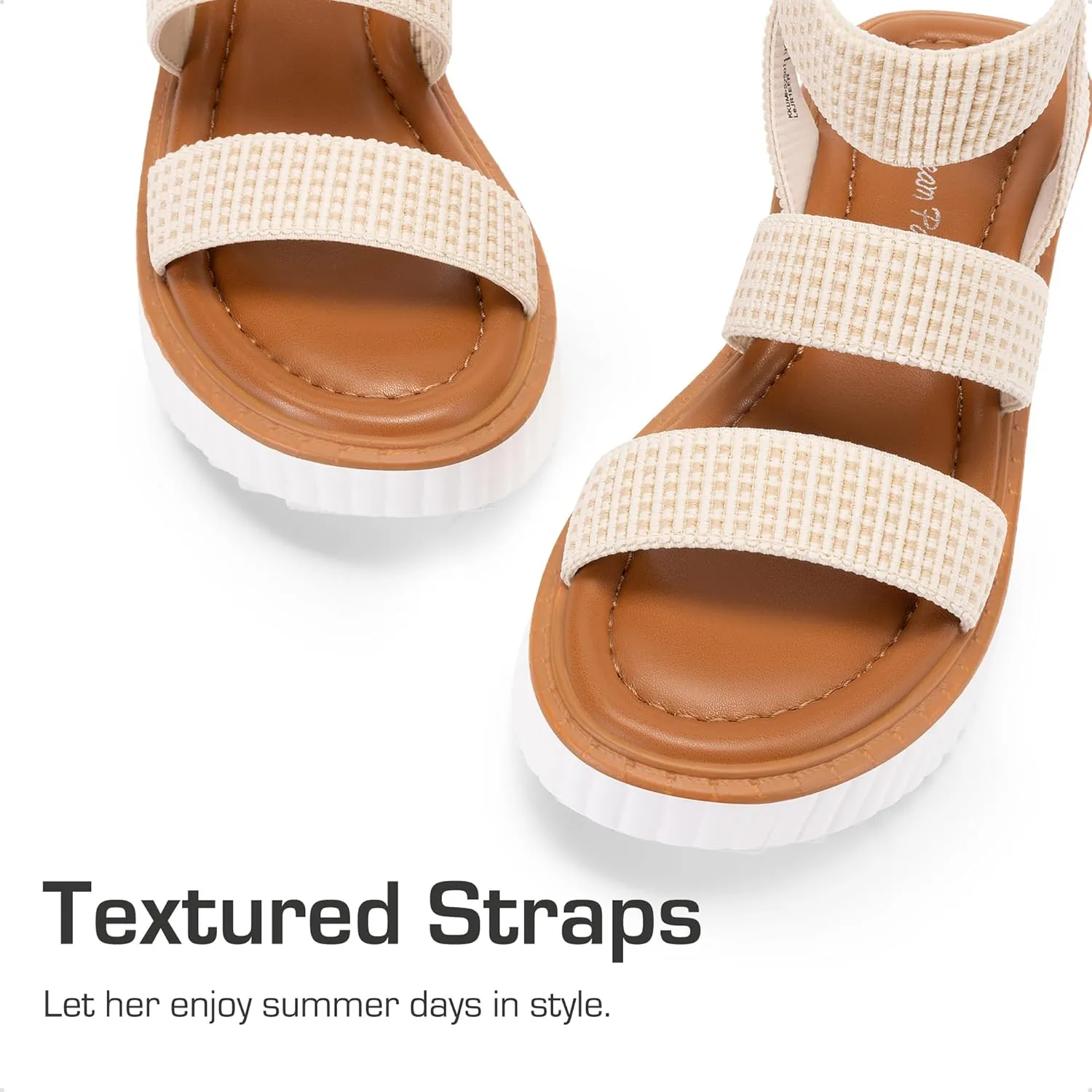 DREAM PAIRS Girls Flatform Wedge Open Toe Platform Summer Sandals with Buckle Ankle Strap for Little Kid/Big Kid
