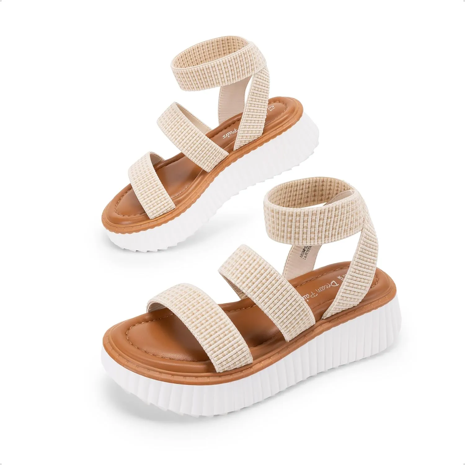 DREAM PAIRS Girls Flatform Wedge Open Toe Platform Summer Sandals with Buckle Ankle Strap for Little Kid/Big Kid