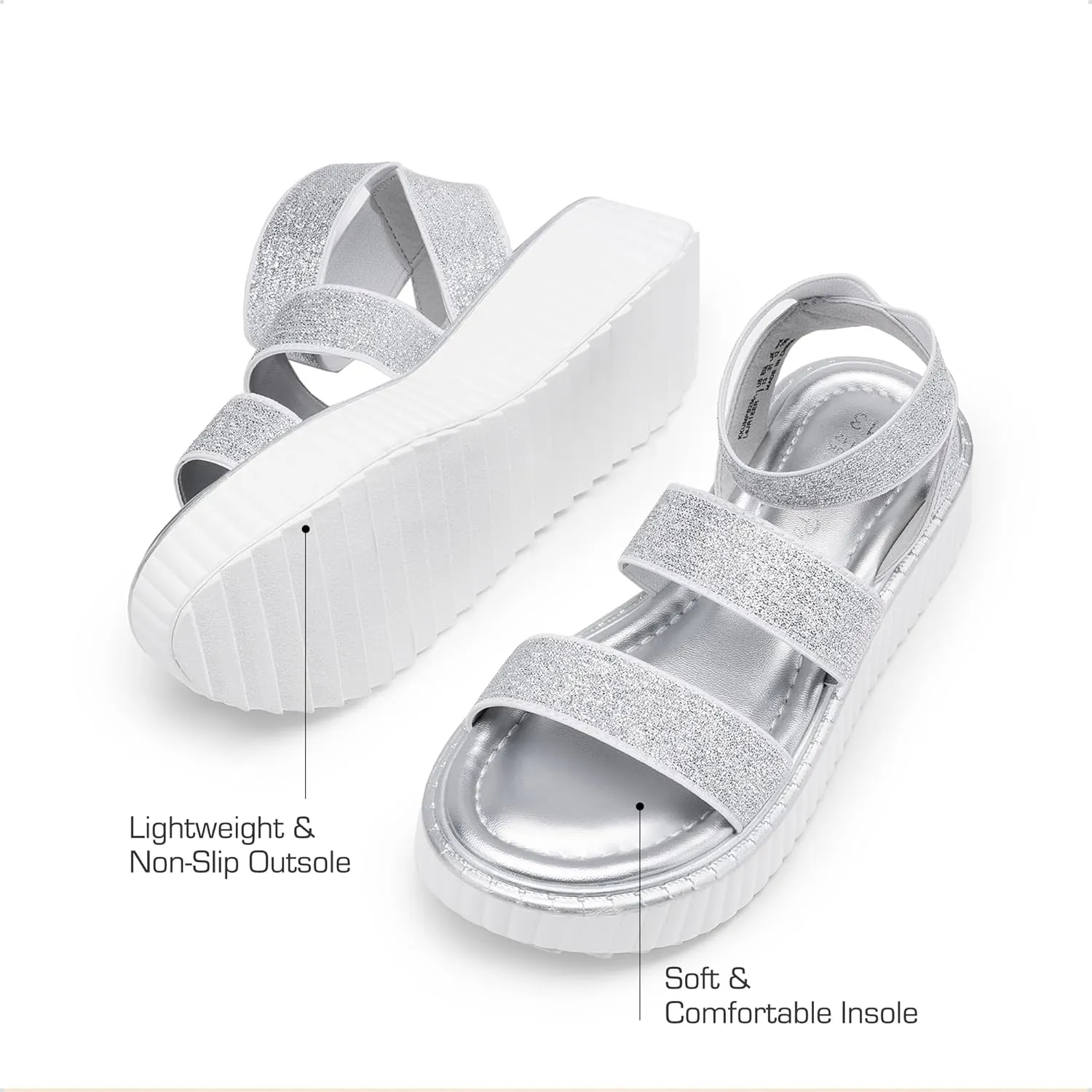 DREAM PAIRS Girls Flatform Wedge Open Toe Platform Summer Sandals with Buckle Ankle Strap for Little Kid/Big Kid