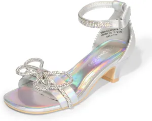 DREAM PAIRS Girls Sandals Ankle Strap Square Toe Low Heel Bow Flower Dress Shoes