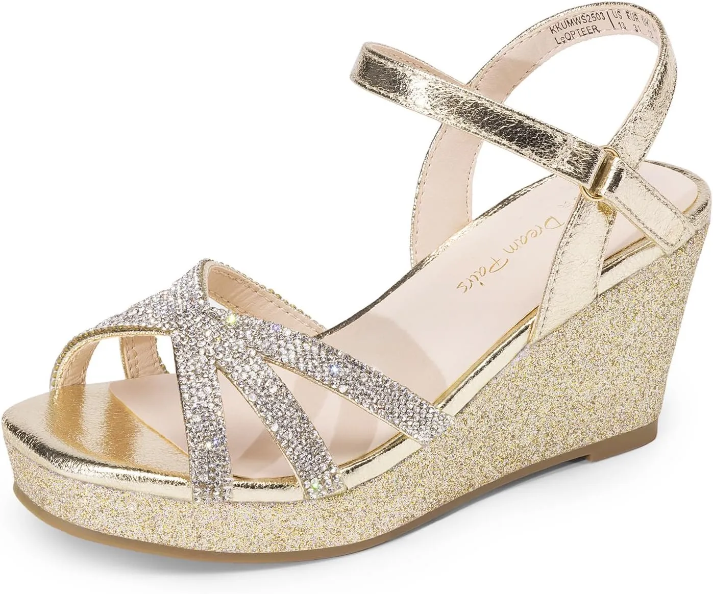 DREAM PAIRS Girls Wedge Sandals Flatform Open Toe Summer Platform Sandals Flower Wedding Party for Little Kid/Big Kid
