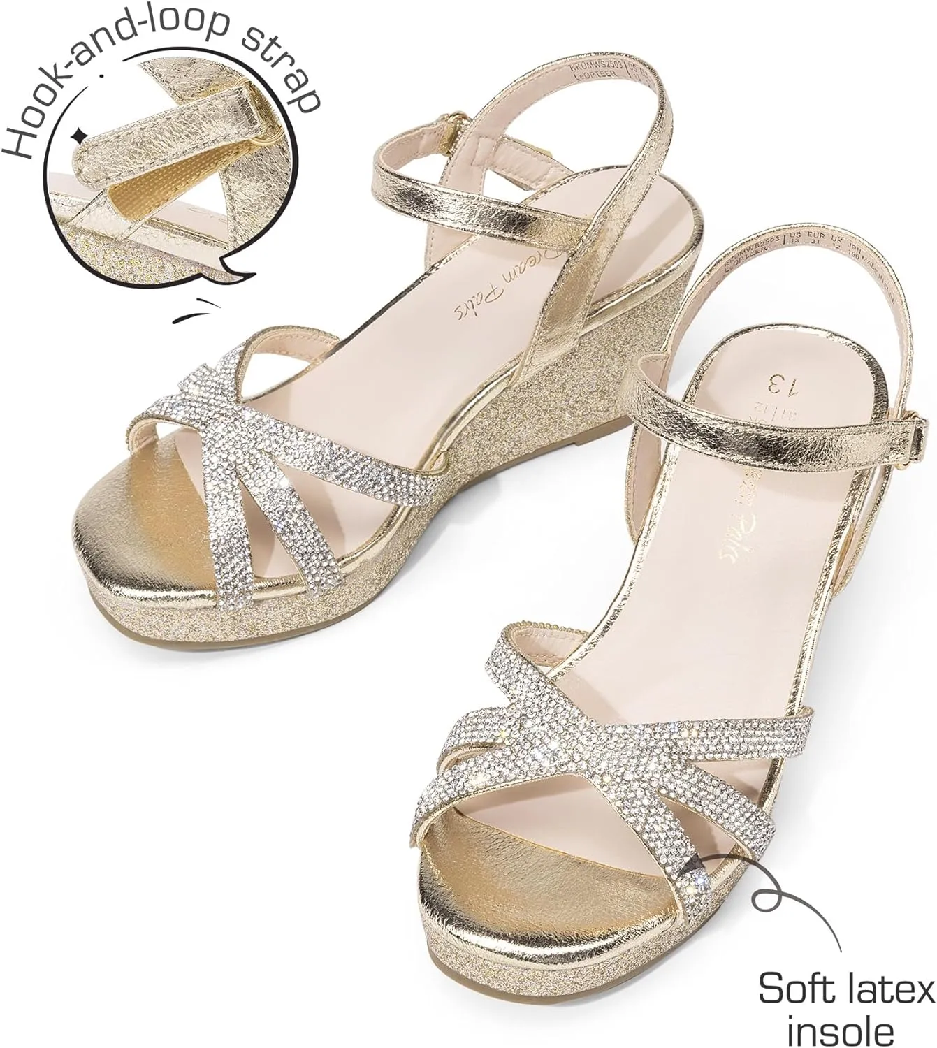 DREAM PAIRS Girls Wedge Sandals Flatform Open Toe Summer Platform Sandals Flower Wedding Party for Little Kid/Big Kid