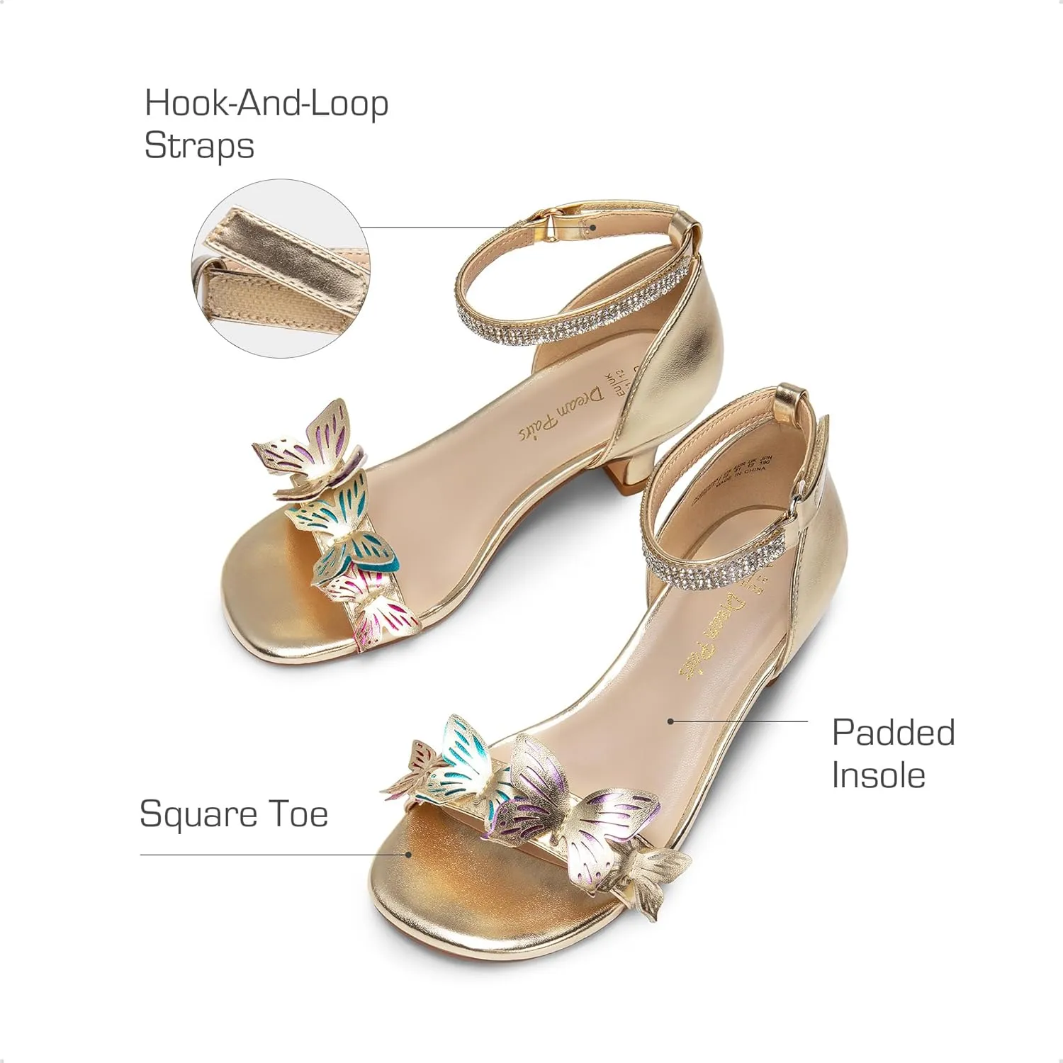 DREAM PAIRS Lace Up Low Heel Sandals for Girls Ankle Strap Dress Pump Strappy Gladiator Wedding Party Shoes for Little Kid/Big Kid