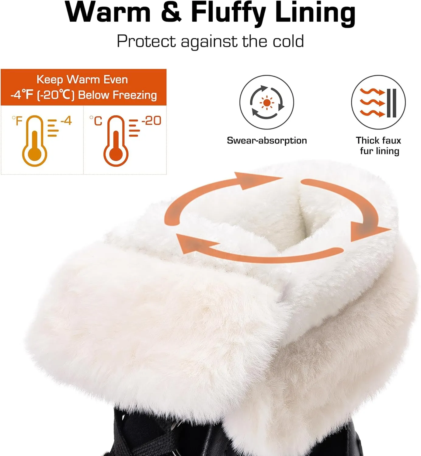 DREAM PAIRS Snow Winter Boots for Women Resistant Warm Mid-Calf Boots Faux Fur Lined Lace Up Anti-slip Outdoor Hiking Booties
