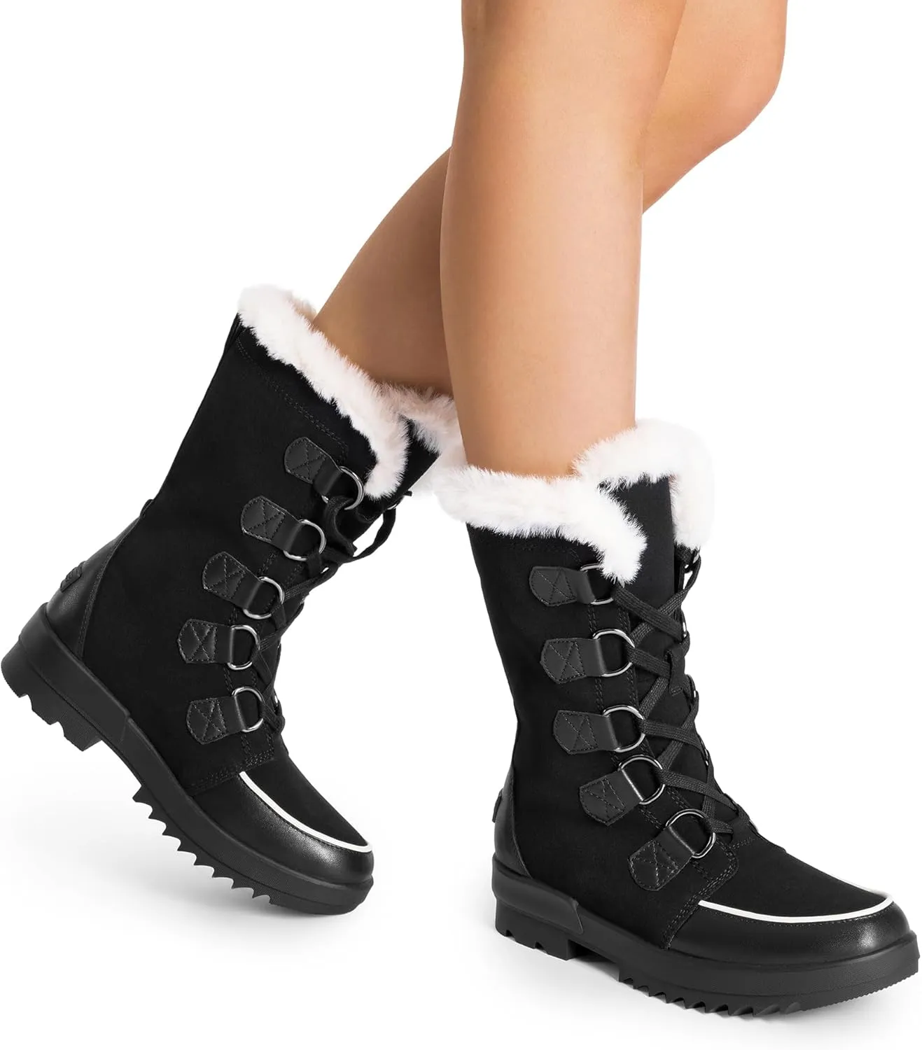 DREAM PAIRS Snow Winter Boots for Women Resistant Warm Mid-Calf Boots Faux Fur Lined Lace Up Anti-slip Outdoor Hiking Booties
