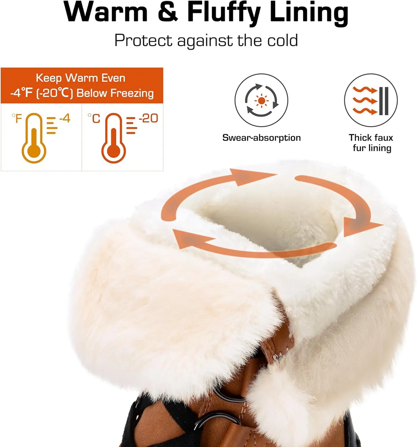 DREAM PAIRS Snow Winter Boots for Women Resistant Warm Mid-Calf Boots Faux Fur Lined Lace Up Anti-slip Outdoor Hiking Booties