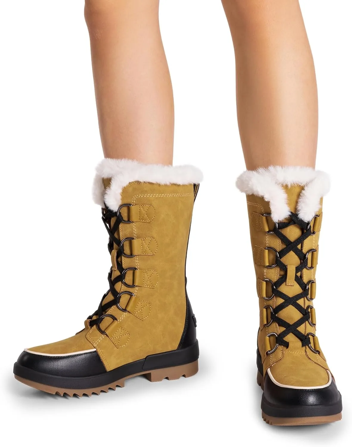 DREAM PAIRS Snow Winter Boots for Women Resistant Warm Mid-Calf Boots Faux Fur Lined Lace Up Anti-slip Outdoor Hiking Booties
