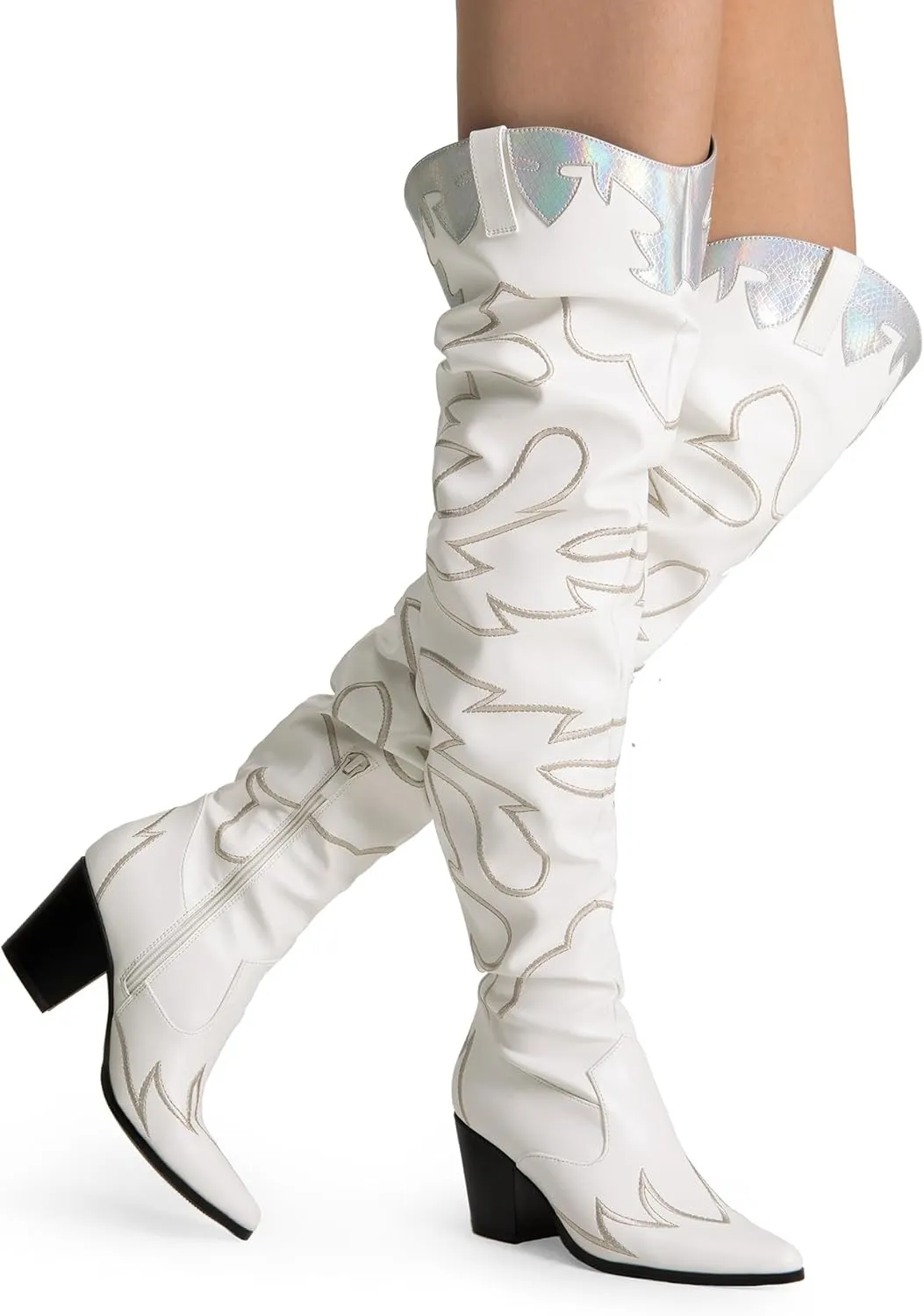 DREAM PAIRS Western Cowboy Boots Over The Knee Western Cowgirl Boots Women Thigh High Boots