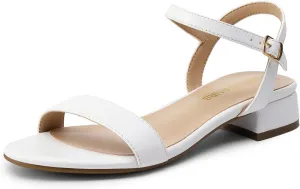 DREAM PAIRS Women Black White Nude Clear Sandals Low Heel Dressy Sandals Ankle Strap Open Toe Chunky Block Heeled Summer Classic Comfortable Flat Shoes