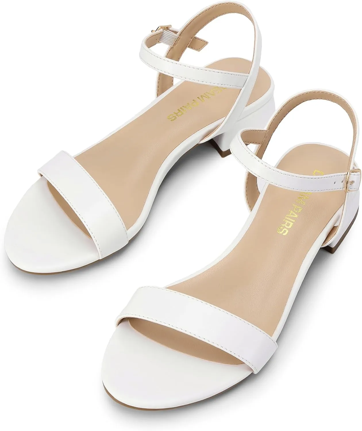 DREAM PAIRS Women Black White Nude Clear Sandals Low Heel Dressy Sandals Ankle Strap Open Toe Chunky Block Heeled Summer Classic Comfortable Flat Shoes