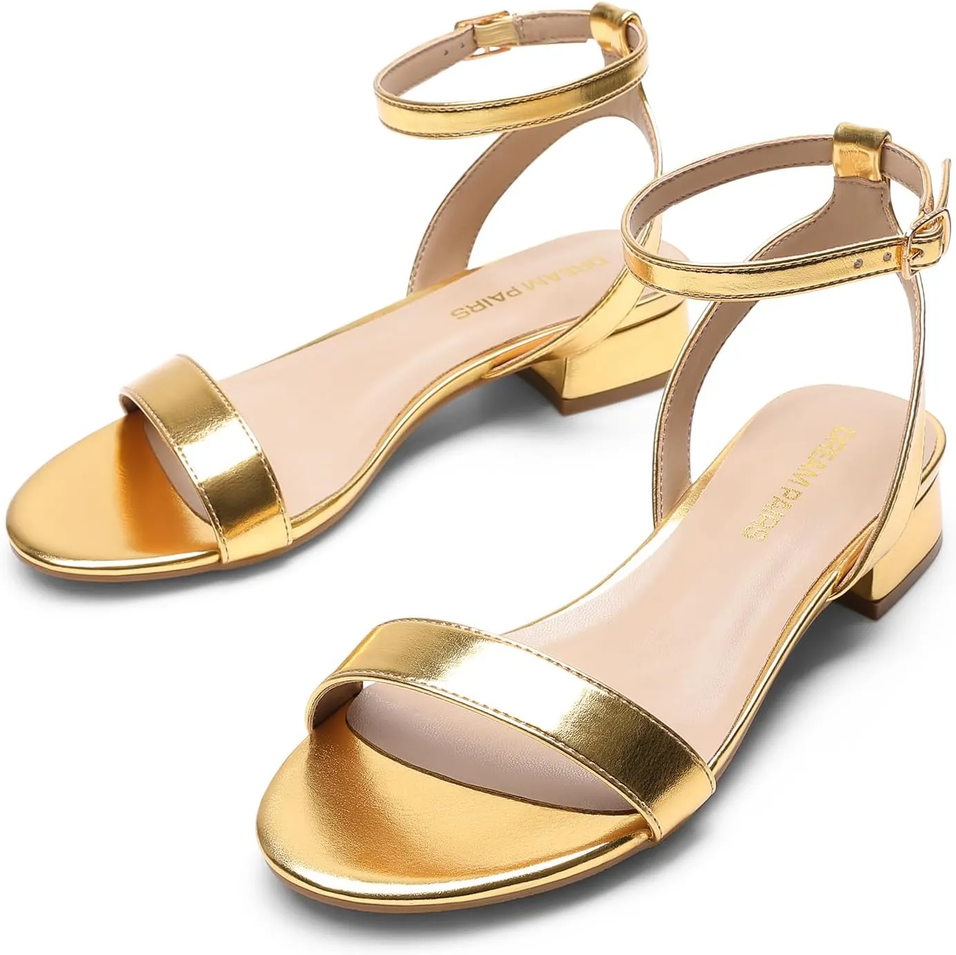 DREAM PAIRS Women Black White Nude Clear Sandals Low Heel Dressy Sandals Ankle Strap Open Toe Chunky Block Heeled Summer Classic Comfortable Flat Shoes