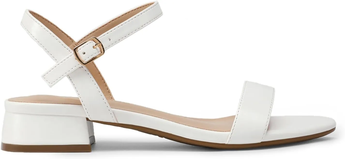DREAM PAIRS Women Black White Nude Clear Sandals Low Heel Dressy Sandals Ankle Strap Open Toe Chunky Block Heeled Summer Classic Comfortable Flat Shoes